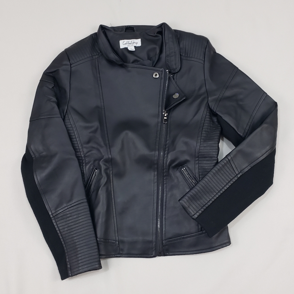 COFFEESHOP faux leather moto jacket